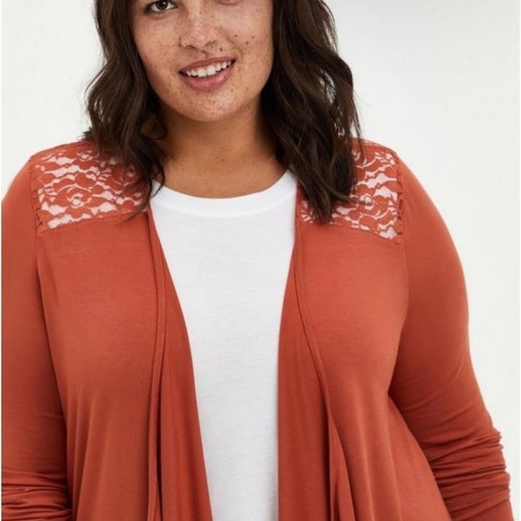 Torrid Super Soft Cardigan Size 2X Open Front Knits Jersey Stretch Spice - Picture 3 of 11